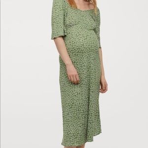 H and m MAMA jersey dress in green and white floral. Never worn